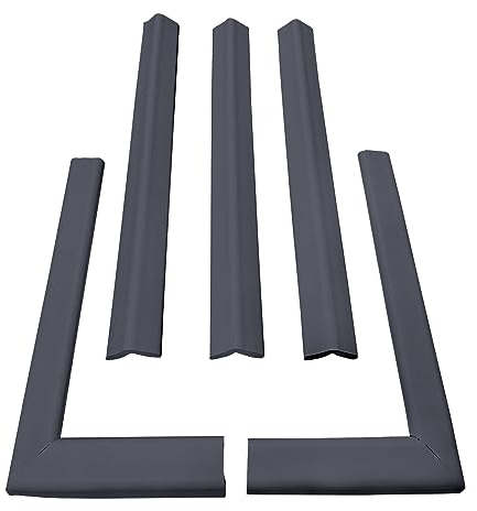 Cardinal Gates KEPK Large Hearth Pad Kit - Fireplace Baby Proofing - Adhesive Backed Fireplace Bumpers for Babies - 12.5 Feet of Padding with 3 Straight Pieces & 2 Corners - Made in The USA - Gray