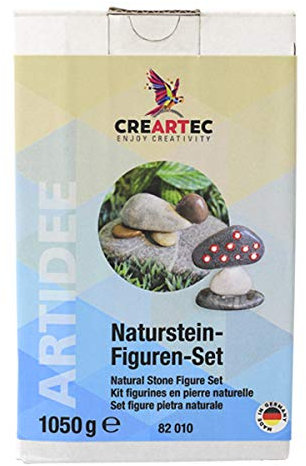 Artidee CREARTEC Naturstein Figuren - Set - komplett mit Kieselsteinen und Steinkleber - 1050g - Made in Germany