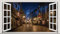 Sticker mural 3D Motif Diagon Alley Motif fenêtre magique 1000 mm de large x 600 mm de profondeur