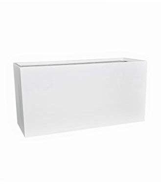 Pflanztrog Joy L80x B30x H40cm aus Fiberglas in Hochglanz weiß, Blumentrog, Pflanzkübel