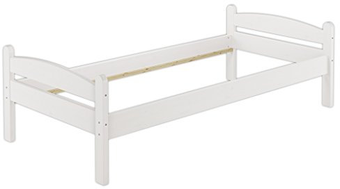 Erst-Holz Bettgestell weiß 80x200 Einzelbett Massivholzbett Kiefer Bettrahmen ohne Rollrost 60.32-08 W oR