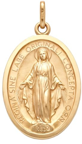 Alexander Castle Solide 9ct 375 Gold Wundertätige Medaille Catholic Anhänger - 20mm x 16mm Wundertätige Medaille Halskette ANHÄNGER NUR mit Schmuck Geschenk-Box - Matt Finish