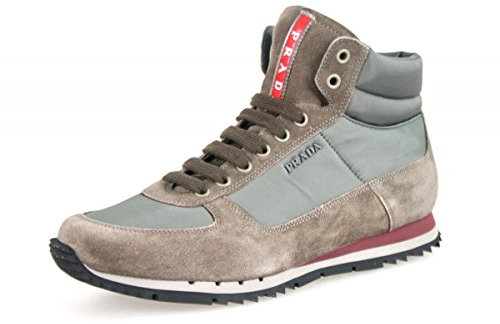Prada Herren Grau Leder High-Top Sneaker 4T2782 OQT F0031 40 EU / 6 UK