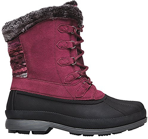 Propét Women's Lumi Tall Lace Snow Boot, Berry, 7 Medium US