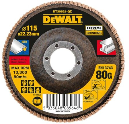 DeWalt DISCHI LAMELLARI EXTREME PIATTI - PER SUPERFICI CON ANGOLAZIONE FINO A 15° Ø 115mm X 80G Extreme