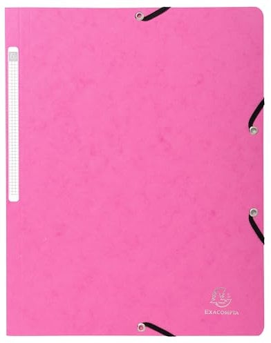 Exacompta - Réf. 5560E - Carton de 25 chemises à élastiques sans rabat - pochettes en carte lustrée 400 g/m2 - dimensions 24 x 32 cm pour documents au format A4 - couleur rose