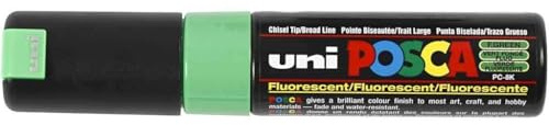 UNI POSCA PC-8K - Pennarello con punta a scalpello, confezione da 6, colore: Verde fluorescente