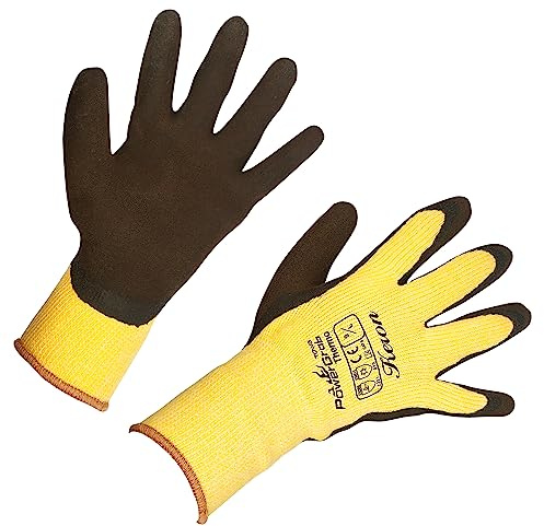 Kerbl 297282 PowerGrab Thermo Winterhandschuh, Gelb, Größe 8 | 1 Paar, warmes Acrylfutter/Latex/ MicroFinish für Winter, Industrie und Handwerk, Arbeitshandschuhe, Towa