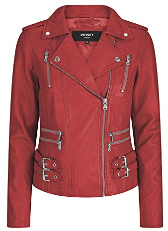 Womens Ladies Real Soft Leather Racing Style Biker Jacket
