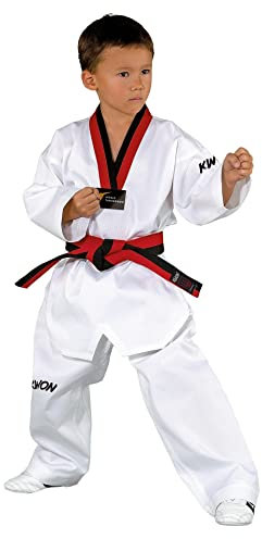 TKD-Anzug Victory Poom, weiß mit schwarz/rotem Revers (170)