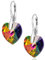 Boucles DOreilles En Argent Forme De Coeur Avec Cristaux Multicolores