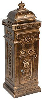 antiker englischer Standbriefkasten Luna Messing, Material: Aluminium, rostfrei, Höhe: 102cm, nostalgischer Standbriefkasten Briefkasten Postkasten Antik Retro Jugendstil freistehend Standpostkasten