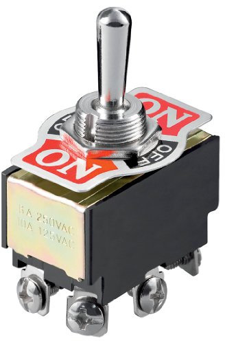 Goobay 10114 Kippschalter Miniatur, 2x EIN – AUS – EIN, 6 Pins mit Schraubenanschlüssen