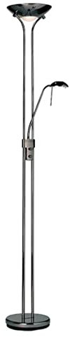 Endon Rome 230W & 33W Black Chrome & Opal Glass Mother & Child Task Floor Light & Uplighter
