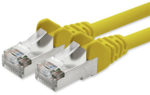 1aTTack.de 1x 7,5m Cat5e SFTP Netzwerkkabel 2x RJ45 Gelb | SFTP Patchkabel mit Folien- und Geflechtschirmung, 2 RJ45-Stecker; für Router, Switch, PC und Patchpanel