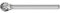 PFERD HM-Frässtift, Kugelform KUD, Zahnung 3 PLUS, Frässtift-ø 6mm, Schaft-ø 3mm, Länge 35mm, 21213083 – für universelle Anwendungen auf den wichtigsten industriell verwendeten Werkstoffen