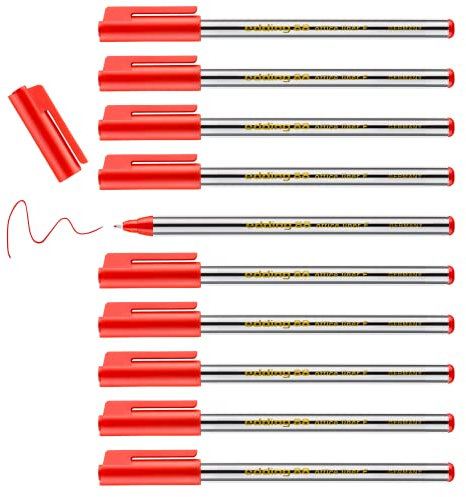 edding 88 - Fineliner - rot - 10 Stifte - Rundspitze 0,6 mm - dünner Faserschreiber für feines und präzises Schreiben, Unterstreichen, Zeichnen - für Büro, Schule und Zuhause