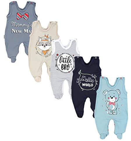 TupTam Baby Unisex Strampler mit Aufdruck Spruch 5er Pack, Farbe: Junge, Größe: 56