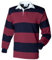 Front Row Sewn Stripe Long Sleeve Sports Rugby Polo Shirt (XL) (Burgundy/Navy)