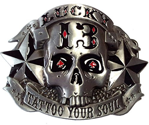 n a Buckle Lucky 13 Skull, Tattoo your soul, Gambler, Poker, Gürtelschnalle Rockabilly
