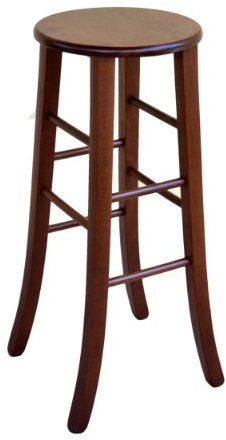 OKAFFAREFATTO MADDALONI Hocker aus Massivholz, Höhe 67 cm, dunkler Walnuss, mit Sitzfläche aus Massivholz, rund, Kneipe, Pizzeria, fertig montiert