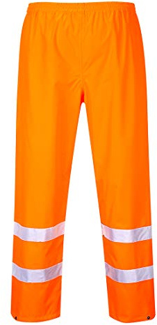 Portwest S480 Hi-Vis Rain Traffic Trousers Stain Resistant Drawstring Waist | Orange, 2X Large, EN ISO 20471 Class 2, EN 343 Class 3:1, UKCA, Straight Fit, 300D Oxford, Two Side Pass Through Pockets