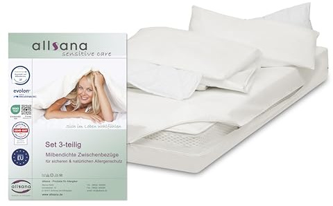 allsana Encasing Set 3-teilig 40x80 | 155x220 | 100x200x16 cm Milbenschutz | Allergiker Bettwäsche, Zwischenbezug gegen Milben & Bettwanzen, atmungsaktiv, Hohenstein zertifiziert, bis 95°C waschbar