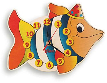 Dida - Wanduhr Fisch, Analoge Uhr Zum Aufhängen Für Das Kinderzimmer, Der Lustige Fisch Ist EIN Ideales Kleines Geschenk, Optimal Auch Im Kindergarten