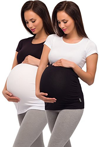 Be Mammy Femme Ceinture de grossesse 04 2 Pack (Noir + Blanc, M)