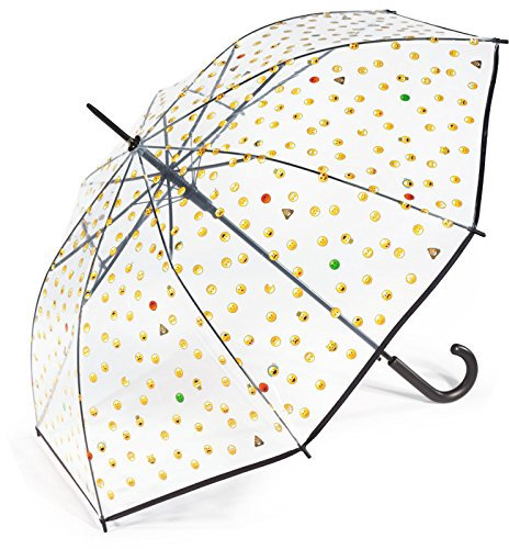 happy rain Essentials Emoticons Transparent Long AC Regenschirm 86 cm transparent red