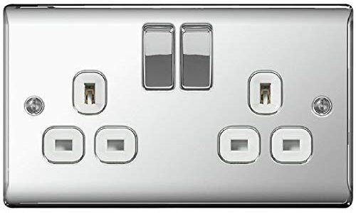Nexus 2 Gang DP Switched Socket Polished Chrome/white