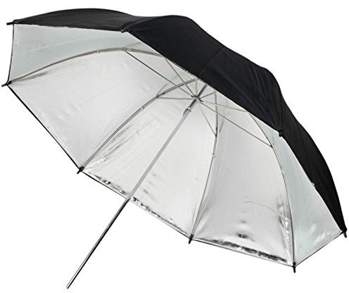 Quenox Reflexschirm (Studioschirm) 110 cm Silber/schwarz - passend für Studioblitz und Aufsteckblitz an Blitzneiger