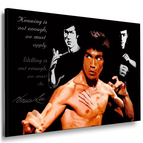 Bild auf Leinwand Bruce Lee Pop Art Bild 100x70cm / Leinwandbild fertig auf Keilrahmen/Leinwandbilder, Wandbilder, Poster, Pop Art Gemälde, Kunst - Deko Bilder
