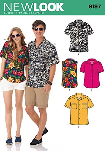 New Look Sewing Pattern 6197 - Misses' and Men's Shirts Sizes: A (8 -18 / XS -XL)