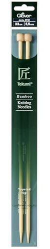Clover Takumi Bamboo: Knitting Pins: Single Ended: 33cm x 5.50mm, Wood, 33x0.55x0.55 cm