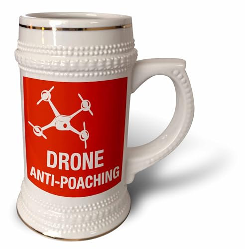 3dRose Red Drohne für Anti-Pochieren und Naturerhaltung – Stein Tasse, 530 ml, 625 ml, Weiß