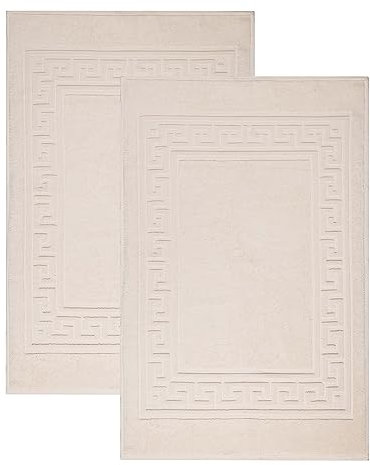 Superior Heavyweight Cotton Bath Mats, Bath Rugs For Bathroom Accessories, Washable Rug For Shower, Bath, Toilet, Modern Decor, No Backing, Luxury Hotel And Spa Quality, Set of 2, 22 x 35, Ivory