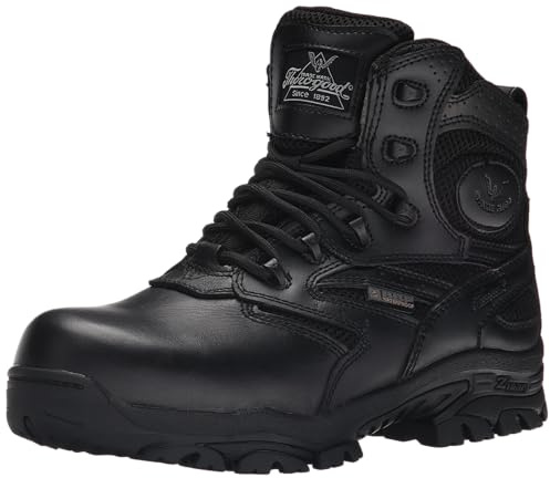Thorogood Deuce 6” Waterproof Side-Zip Black Tactical Boots for Men and Women with Composite Safety Toe, Full-Grain Leather, and Slip-Resistant Outsole; BBP & EH Rated, Black - 7.5 XW US