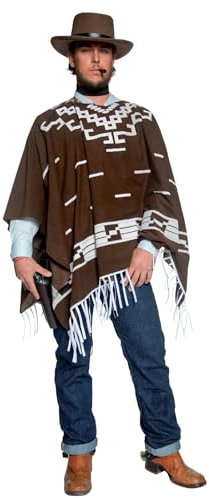 Halloween! Smiffys Authentische Western Kollektion, Umherstreifender Räuber Kostüm, mit Poncho, Weste mit Hemdattrappe und Halstuch