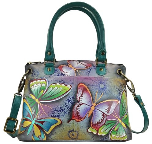 Anna by Anuschka 8252-bpd, Borsa a Tracolla | Vera Pelle Donna, Paradiso delle Farfalle, Taglia Unica