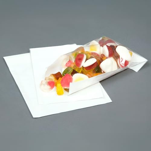 Bag It Plastics Film Fronted Paper Sandwich Bakery Food Display Bags 4 x 6 / 100mm x 150mm - (Pack of 100) Ideal for Cakes, Sweets, Sandwiches & More