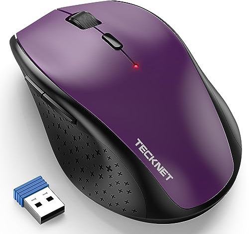 TECKNET Ratón Inalámbrico Silencioso, 4800DPI / 6 Niveles Raton Ergonomico de 2.4G, 30 Meses Duración de Batería, Mouse Inalámbrico Óptico para Ordenador, PC, Mac
