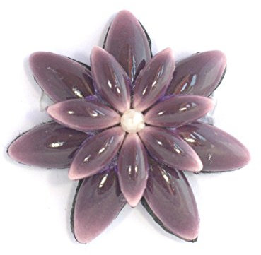 Brosche Blume Edelweiß violett aus Porzellan und Glasperlen - Modeschmuck