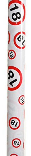 Geschenkpapier Rolle Verkehrschild Zahl 18 70x300cm