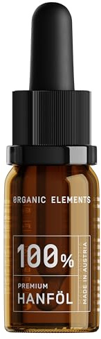 ORGANIC ELEMENTS Premium Hanföl – hochdosierte Hanftropfen – 200 mg pro Tagesdosis – schonend kaltgepresstes Hanfsamenöl mit hohem Omega 3, 6 & 9 Gehalt aus der Steiermark – 10 ml