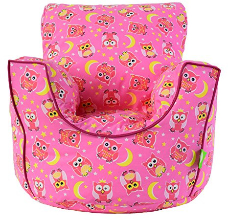 Bean Lazy Cotton Pink Owls Bean Bag Arm Chair with Beans Toddler Size From