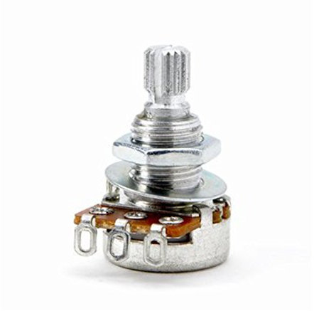 Allparts EP-0282-000 mini Potentiometer (Poti, 50KOhm, Riffelachse, logarythmisch)