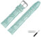 MARBURGER Uhrenarmband 20mm Leder Tuerkis Silber Kroko (Caiman) Prägung Mit Naht - Montage Set 5292059000120