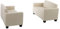 Mendler Sofa-Garnitur Couch-Garnitur 2X 2er Sofa Lyon Kunstleder - Creme