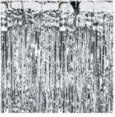 PartyDeco Türvorhang Lametta 90x250cm | Silber